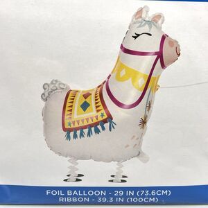 Walking Llama Foil Mylar Balloon w/Ribbon 29” Party Supplies Decoration Alpaca